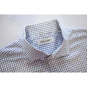 Twillory Dress Shirt Tailored Fit Casual Plaid Mens Size 17.5 34/35 XL